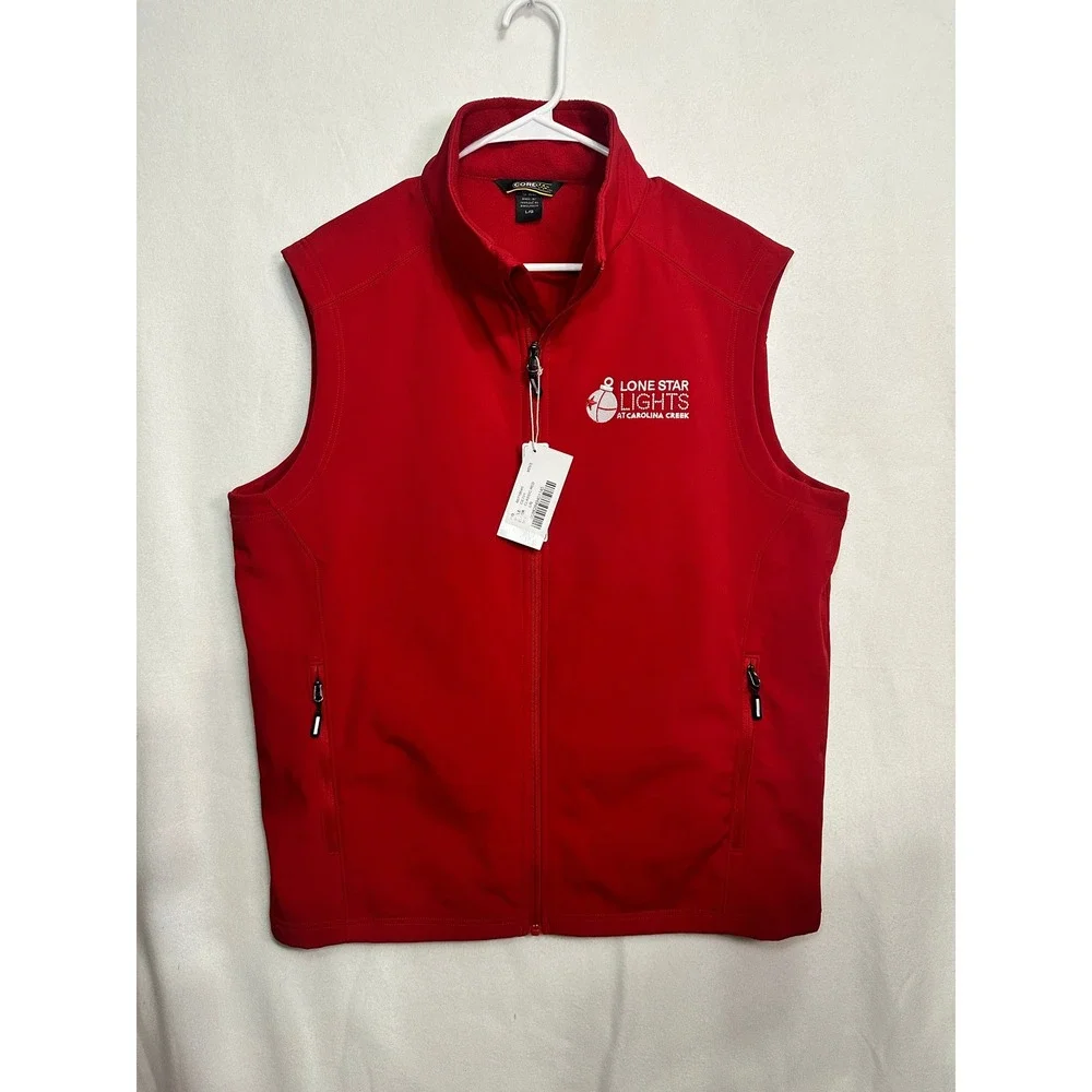 Core 365 Mens CE701 Red Softshell Fleece Lined Vest Lone Star‎ Lights Size Large